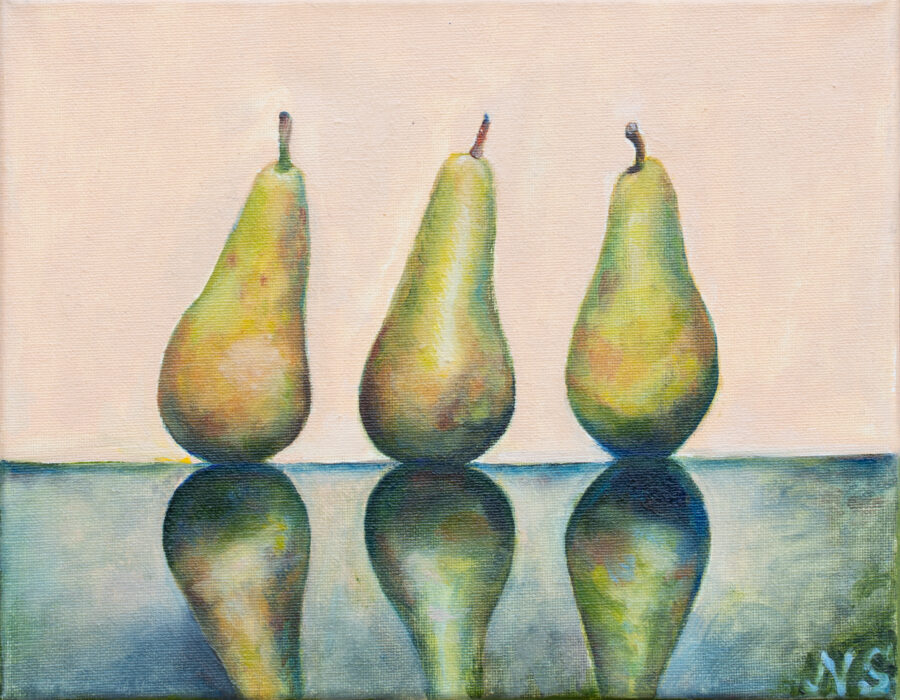 Still life with three pears